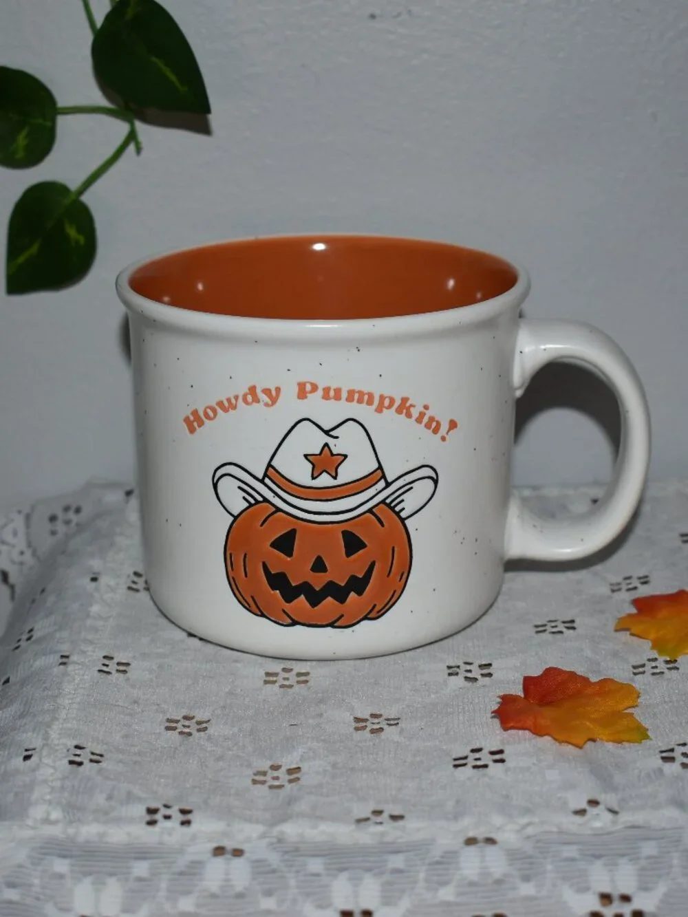 Cobwebs & Cauldrons Howdy Pumpkin Western Cowboy Jack O Lantern Halloween Mug